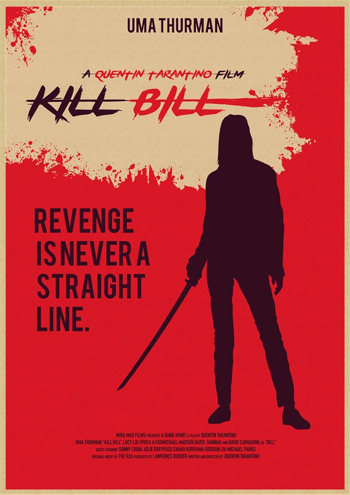Kill Bill классический ретро фильм крафт бумага постер Бар Кафе гостиная столовая