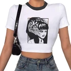 Женский короткий топ с коротким рукавом, винтажный топ в стиле аниме, с принтом ужасов, Томики, уличная одежда на лето