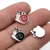 10pcs silver plated enamel snail charms pendant for jewelry making earrings bracelet necklace accessories diy craft findings