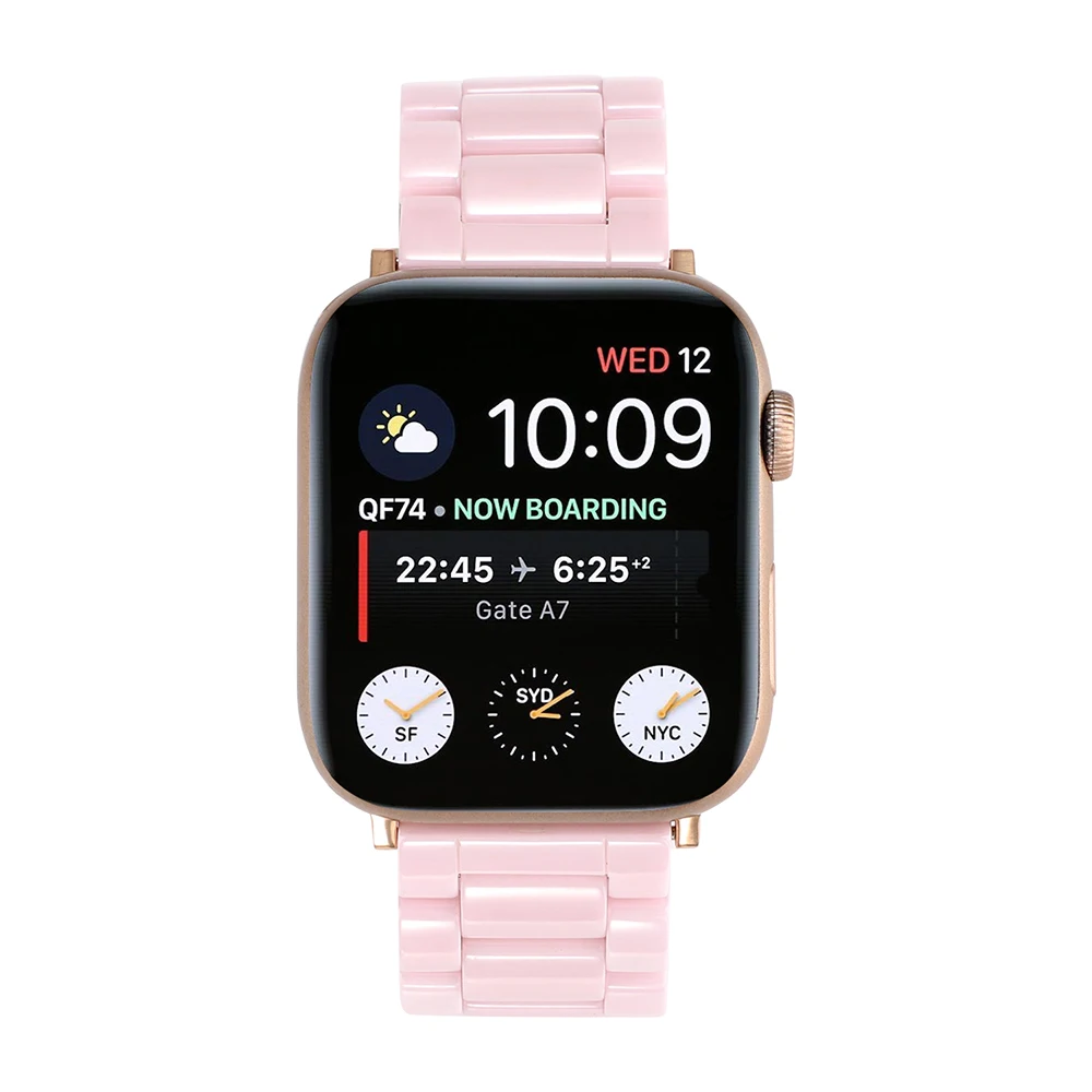Ремешок из гладкой керамики для Apple Watch Band Series 6 5 4 3 черный/белый/розовый браслет