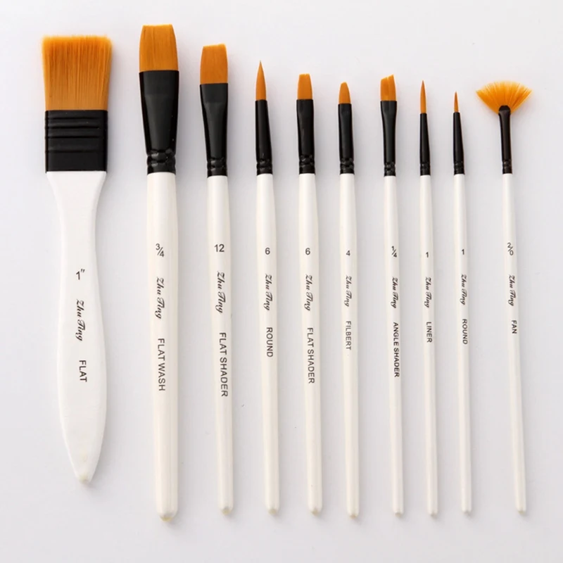

10 pcs/set Art Paint Brushes Set Includes Carrying Case for Kids Artists Acrylic Oil Watercolor and Gouache Painting Stationery