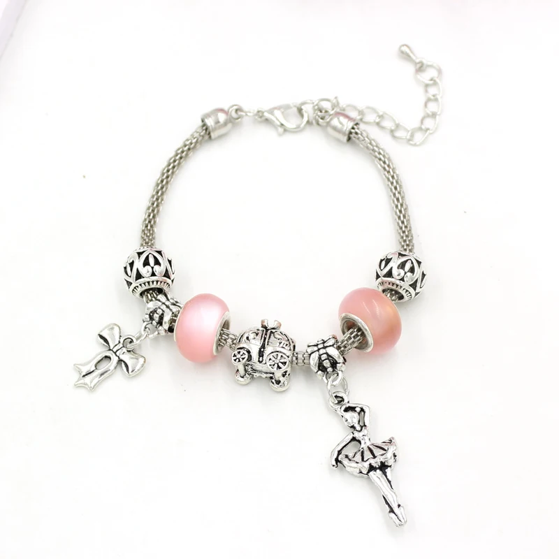 10 шт./лот модные браслеты и в форме сердца с шариками бантами танцующие балерины