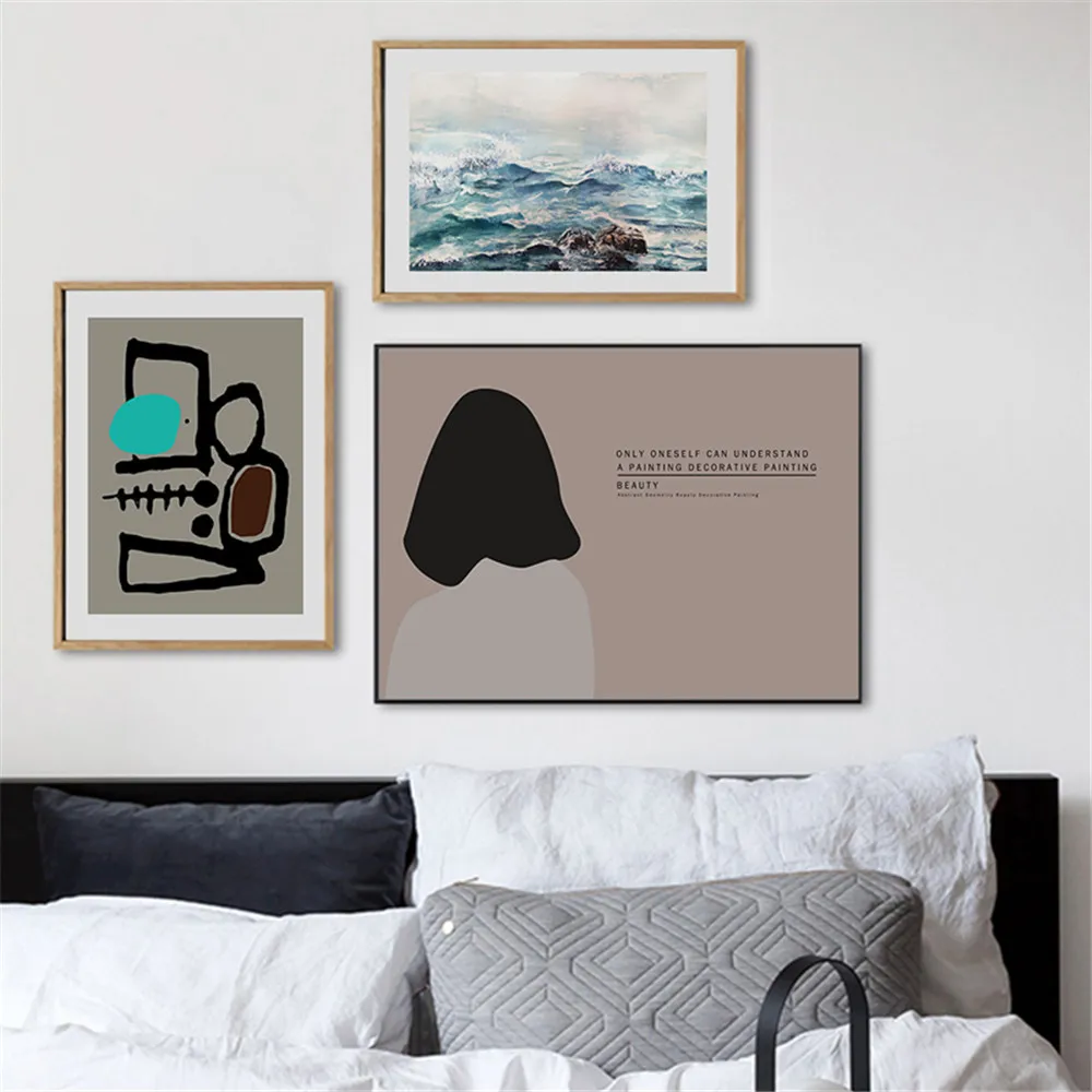 

Abstract Vintage Girl Quotes Poster Sea Canvas Painting Geometry Line Drawing Art Prints Modern Pictures Living Room Home Decor