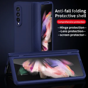 shockproof armor case for samsung galaxy z fold 3 fold 2 phone case 360 full screen protector tempered glass cover w22 coque free global shipping