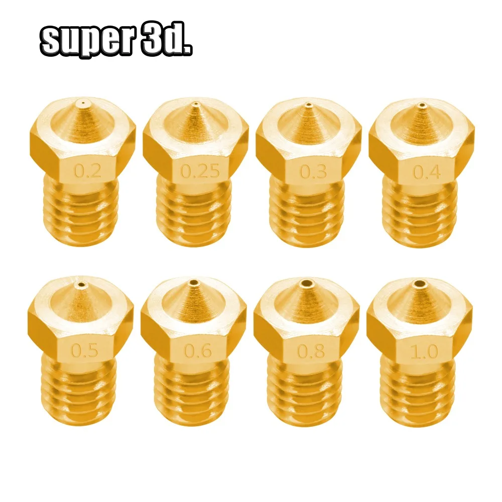 Аксессуары для 3D принтера V5 V6 медная насадка M6 резьба 0 2 25 3 4 5 6 8 1 мм for1.75 латунные