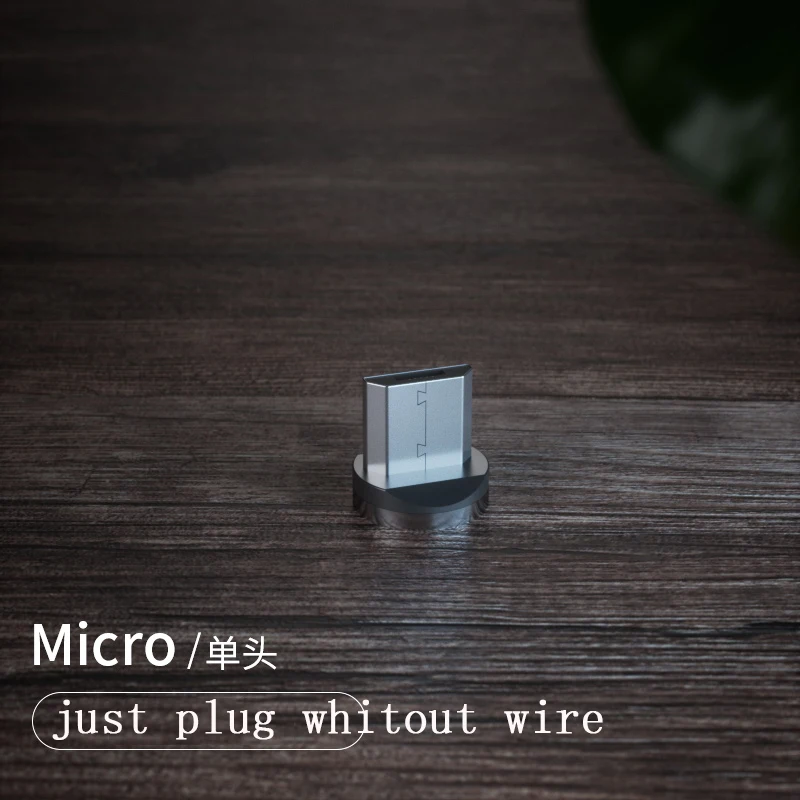 only Micro Plug Светодиодный зарядный кабель с магнитным разъемом USB для Micro iphone type C, светящийся провод для передачи данных для iphone Samaung huawei Micro Kable - Цвет: only Micro Plug