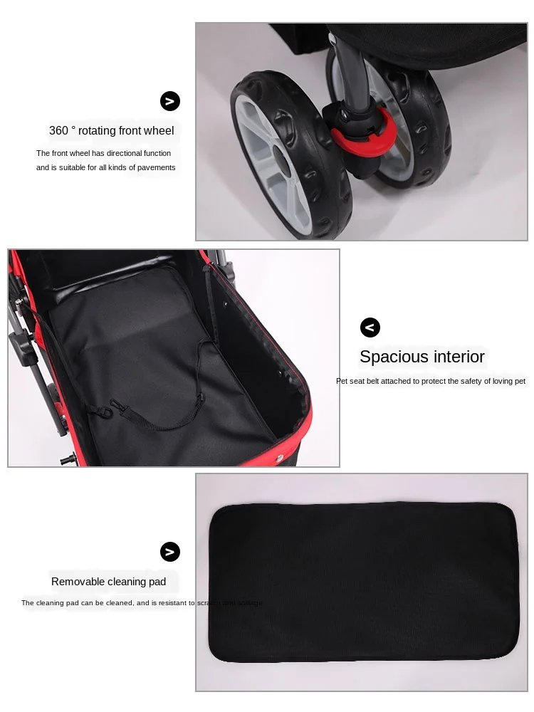 

Foldable Four-season Universal Pet Stroller Large Space Cat And Dog Stroller Four-wheeled Travel Supplies Small Dog Stroller