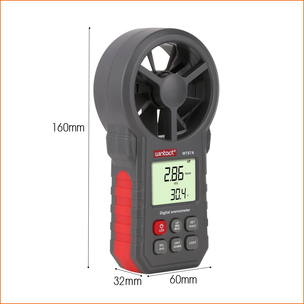 RZ Φ термометр датчик скорости ветра Измеритель Anemometro Windmeter 30 м/с ЖК цифровой