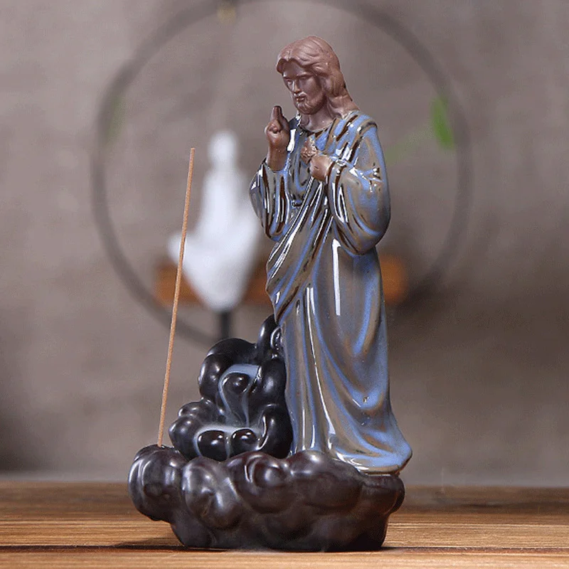 

Creatives Incense Burners Jesus Virgin Backflow Home Decoration Censer Religious Figurine For Home Ornament ALI88