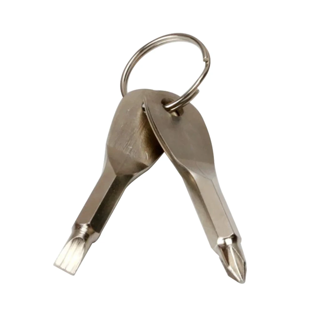 2PCS/Set Screwdriver Portable Multifunctional Key Shape Stainless Steel Slotted Screwdrivers Pocket Repair Tool Outdoor tools |