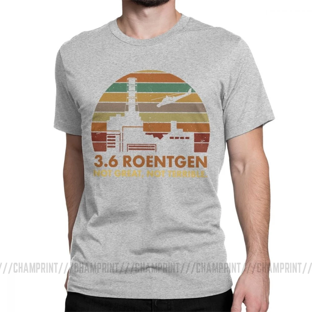 3,6 Мужская футболка с надписью «Roentgen Not Great Not horrible», топы для ТВ-шоу «Чернобыль», футболка с ядерным излучением, футболка для отдыха - Цвет: Серый
