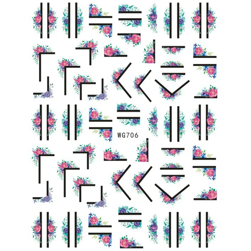 

1pcs Abstract Flower Geometrical Line 3D Stickers for Nails Decoration Manicure Mixed Sliders Foil Nail Decals