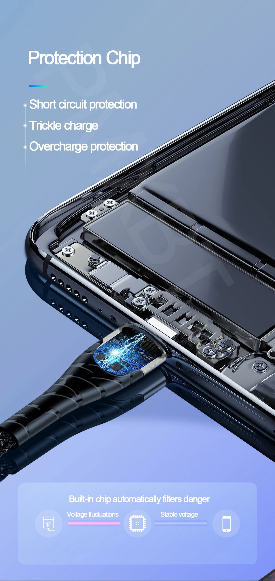 3,0 USB кабель, светодиодный, с нейлоновой оплеткой, 3 А, быстрая зарядка для iPhone 11, samsung, huawei, мобильного телефона, Micro usb type C, 1 м, провод для быстрой зарядки