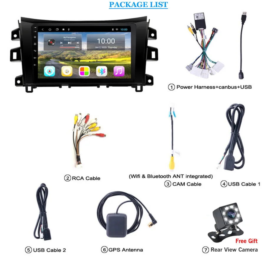 Автомагнитола для Nissan Navara Np300 2016-2018 9 дюймов HD GPS 2 Din Android 10 мультимедийный