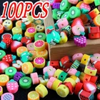 100 шт. разноцветные бусины в виде фруктов, бусины из полимерной глины, бусины из полимерной глины, бусины россыпью для ожерелья, браслета сделай сам, аксессуары