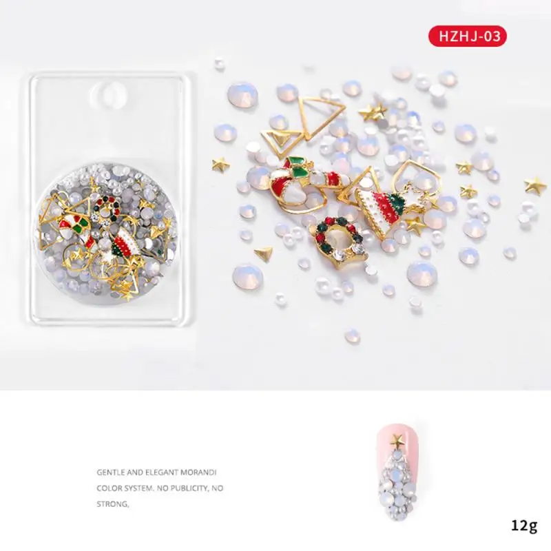 Металлические 3D Алмазные украшения для ногтей Рождественские Подвески