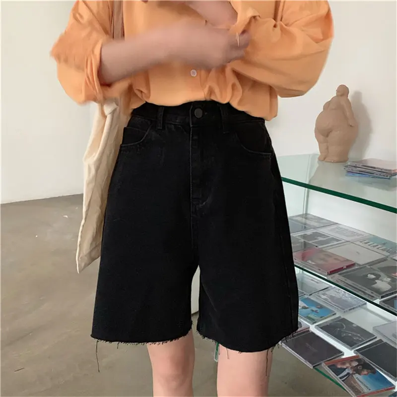 Женские джинсовые шорты HziriP однотонные легкие универсальные с высокой талией в