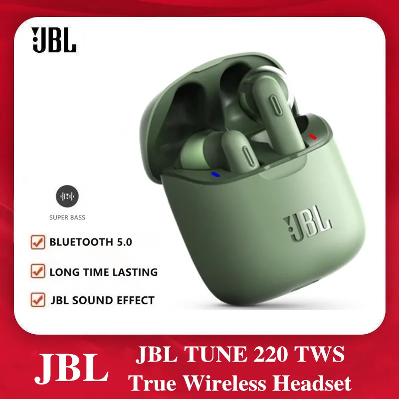 

JBL TUNE 220 TWS беспроводные наушники T220 TWS стереонаушники с басами, наушники с Bluetooth-совместимая гарнитура с микрофоном