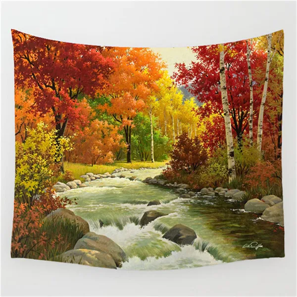 Настенный подвесной гобелен река лес покрывало домашний декоративный коврик для