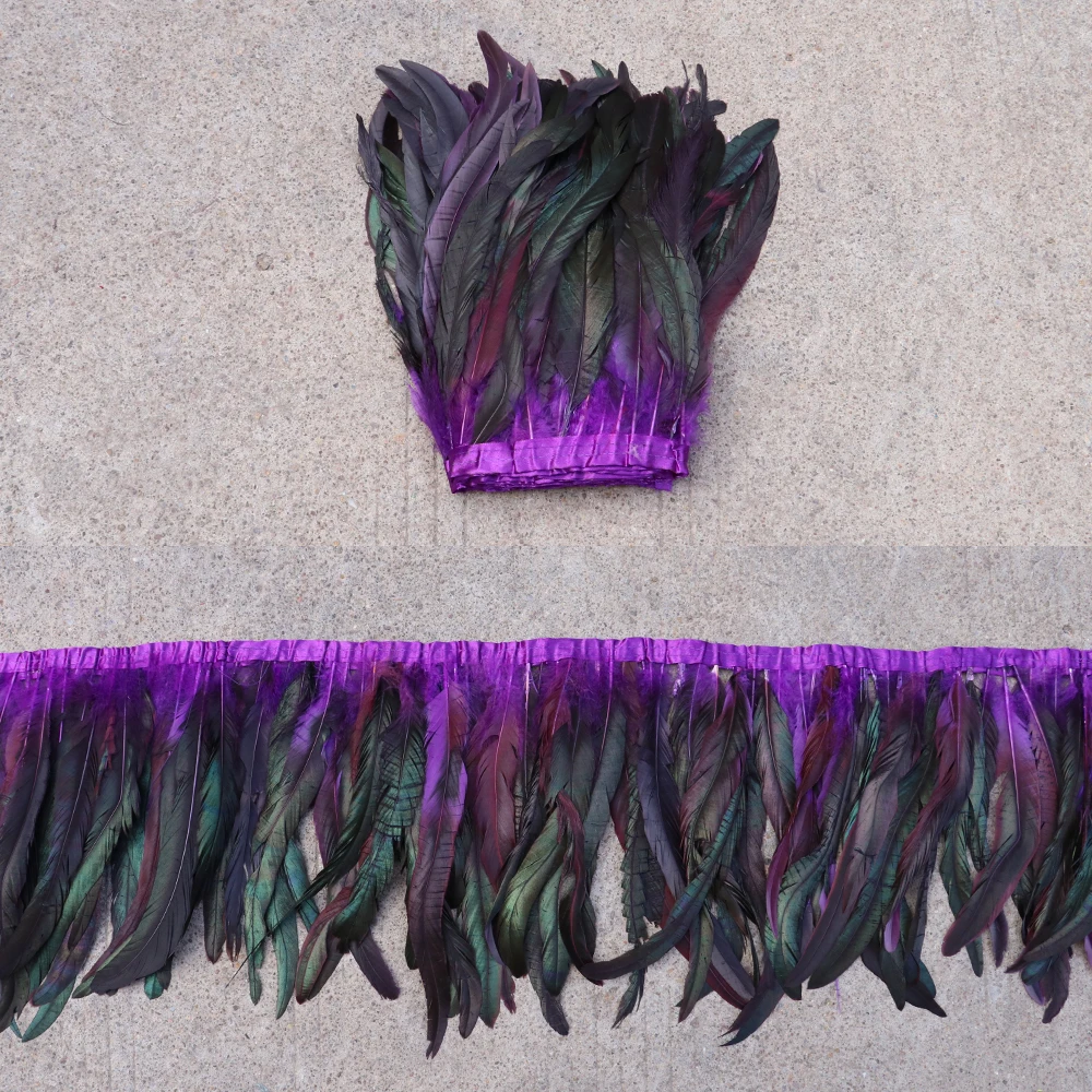 Двухцветные черные петушиные хвосты декоративные куриные перья 25-35 см для платья