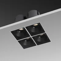 Aisilan LED Embedded Borderless Spotlight Three-head Four-head No Main Light Grille Ceiling Downlight for Living Room Bedroom