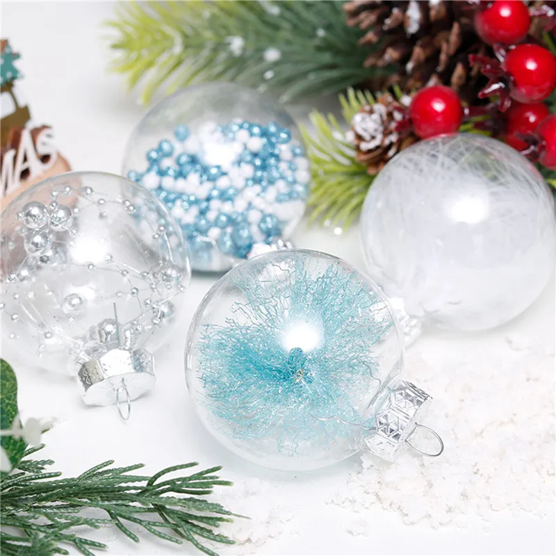 

6cm 24pcs Transparent Christmas Ball Ornaments Christmas Balls Bauble for Home Christmas Tree Pendant Christmas Decorations 2021