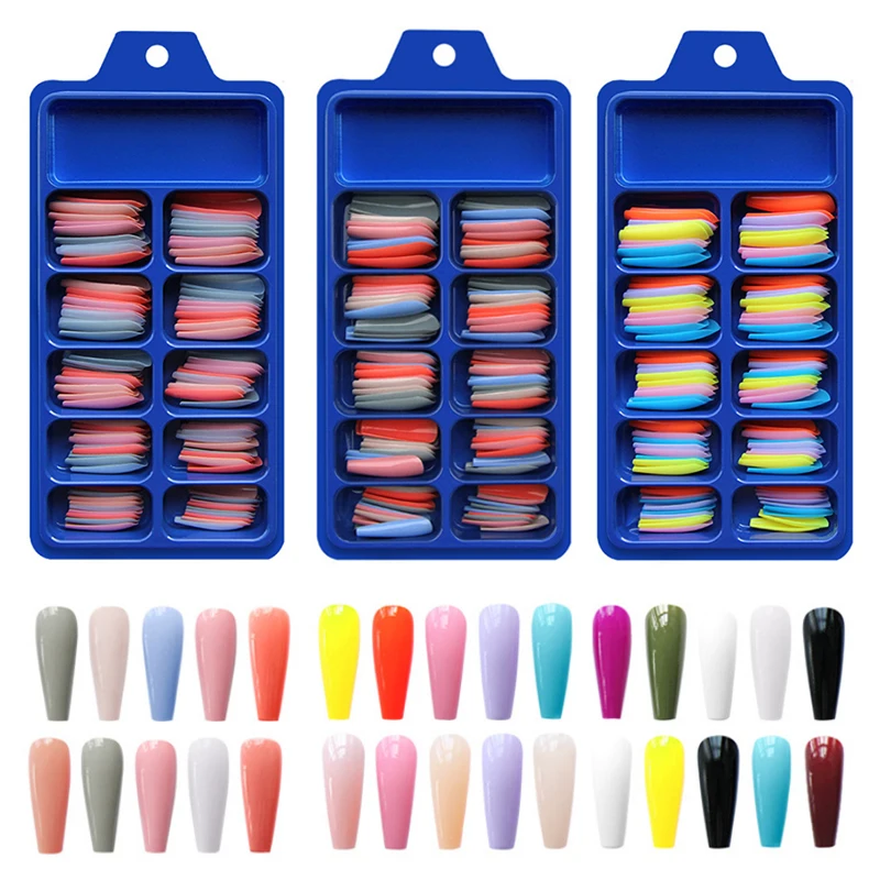 

100 шт./кор. модная Накладка для маникюра с длинными парами черной границы, Накладка для ногтей с полным покрытием, носимый гроб, Накладка для ...