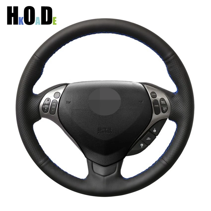 Чехол на руль из искусственной кожи PU черный цвет ручная работа искусственная