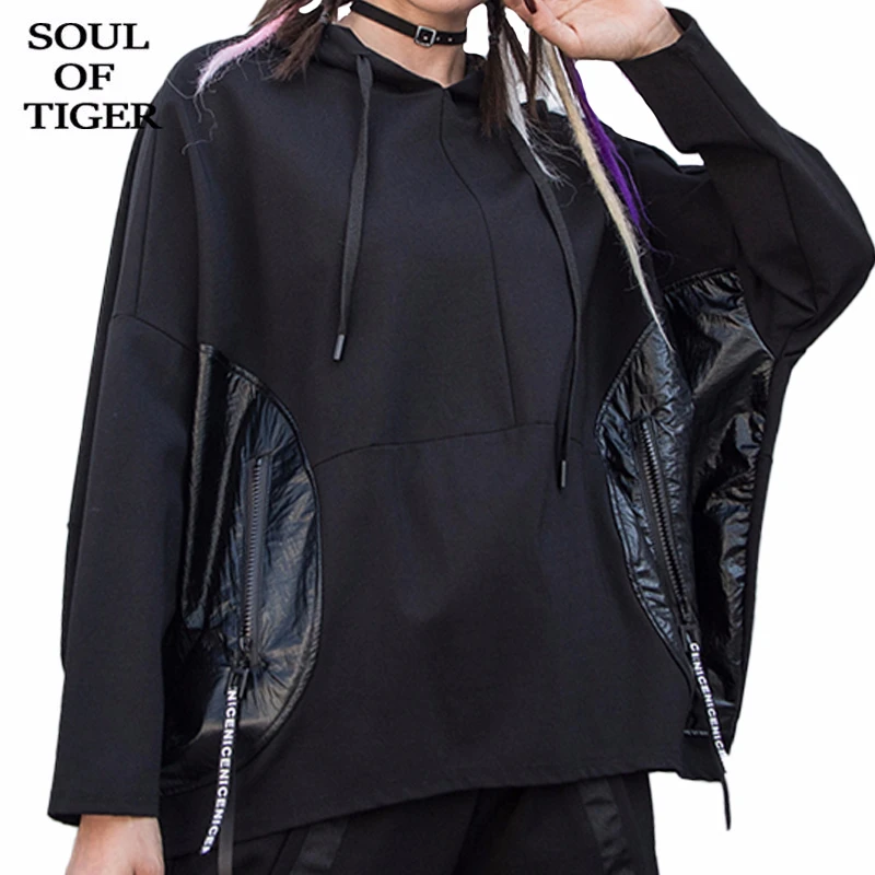 Женская толстовка с капюшоном в готическом стиле лоскутным весна 2020 размера плюс