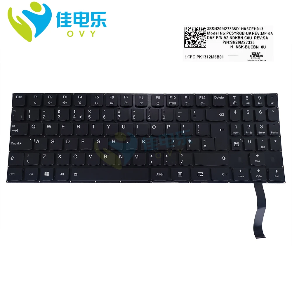 

UK GB British RGB backlit keyboard for Lenovo Legion Y720 15IKB R720 Y520-15IKB keyboards color backlight PC5YRGB-UK SN20M27335