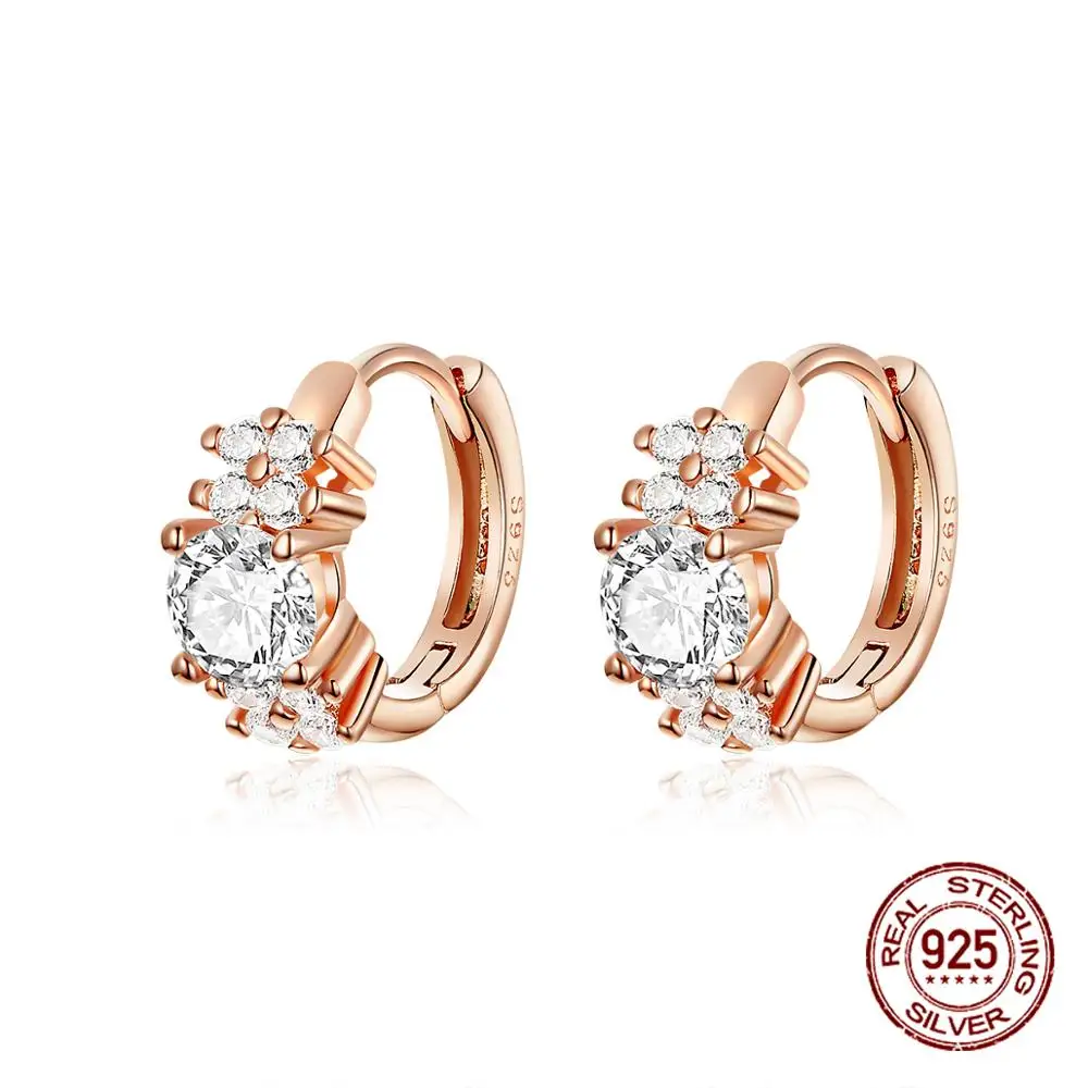 Rose Gold Stud Earrings for Women Zircon 925 Sterling Silver Designer Luxury Jewelry Boucle D'oreille Femme Fashion Accessories |