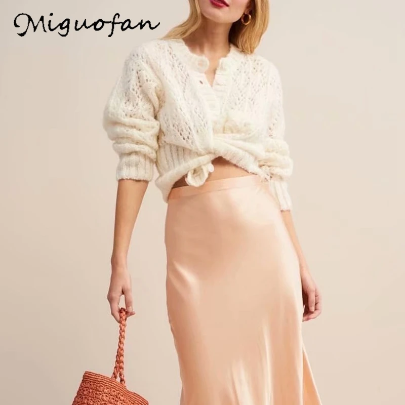 Miguofan sweater Women Hollow out sweaters crohect knitted cardigan autumn lady Long sleeve female outwear jumper 2019 |