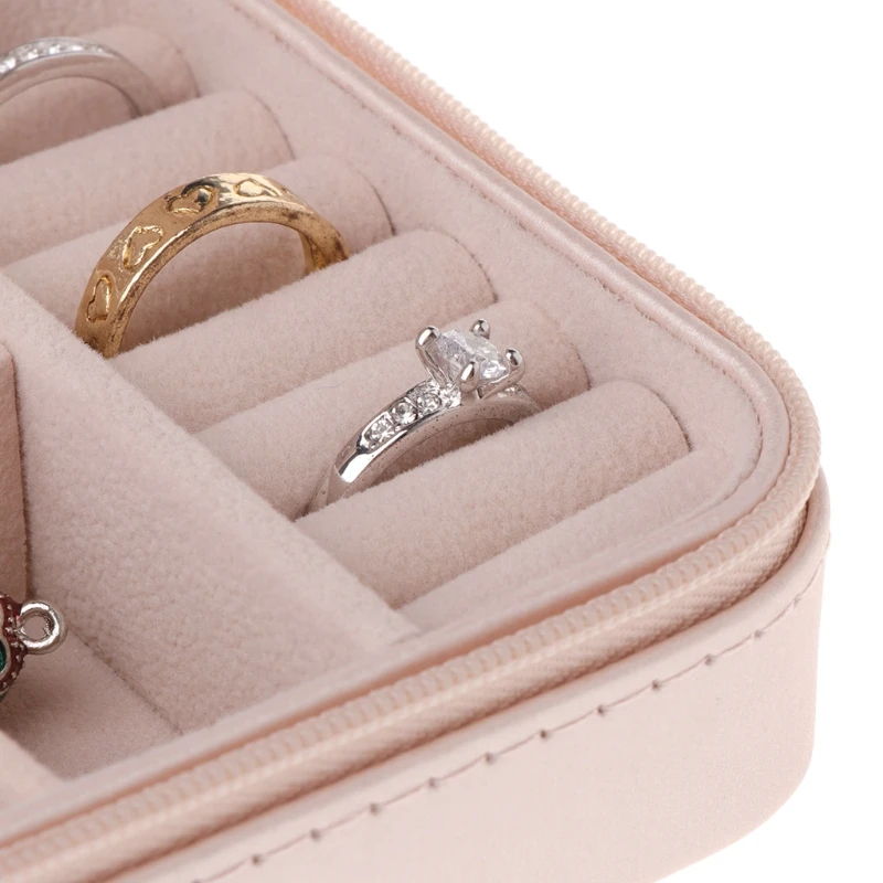 

Jewelry Box Portable Storage Organizer Zipper Portable Women Display Travel Case for Necklaces,Bracelets,Rings,Earrings