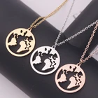 Ожерелье с изображением карты мира, глобус, Карта мира, колье, карта полумесяца, лунные ожерелья, колье, изящные подвески для женщин, ювелирные изделия для девочек