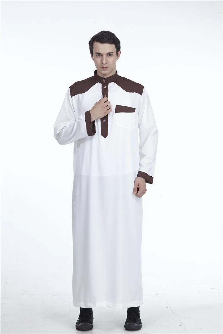 Men's RobeThe New National Color Matching Male Robes Saudi Arabia The Middle East Color Matching Simple Cotton Robe 2022 BUSHRA