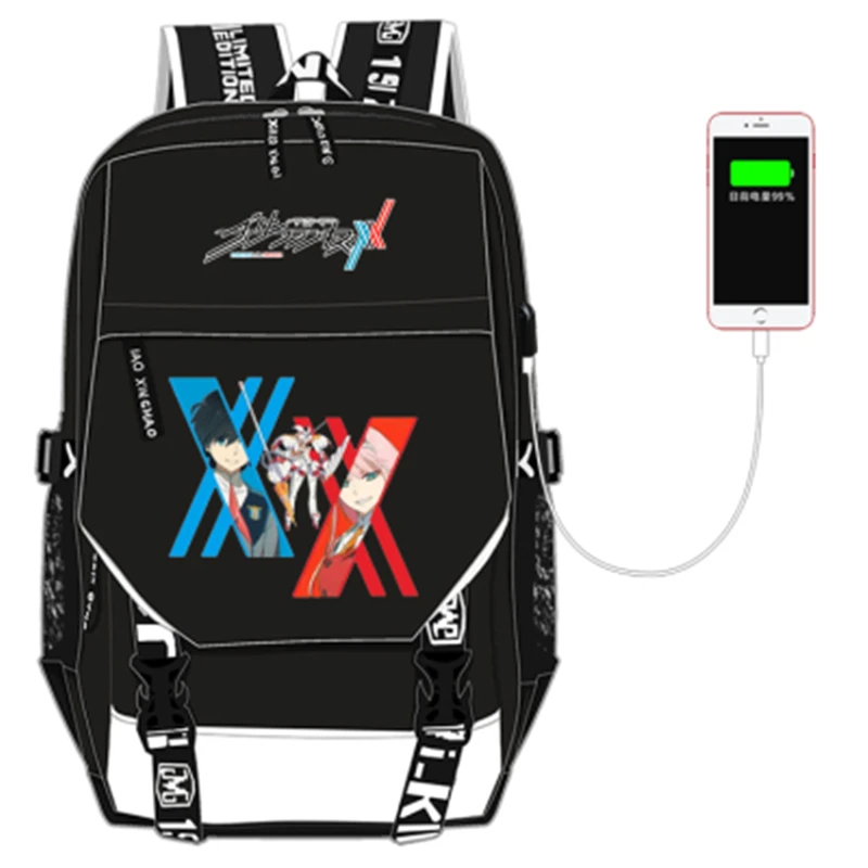 

Anime DARLING In The FRANXX Cosplay Backpack Chargeable Zero Two School Bag CODE: 002 Backpack Student Adult COS Bag Christmas