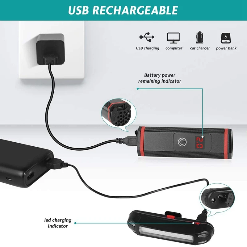 

Bike Light Headlight & Tail Light Set-Waterproof Quick Release Headlight and Taillight Fits All Bicycles,Hybrid,Road,MTB