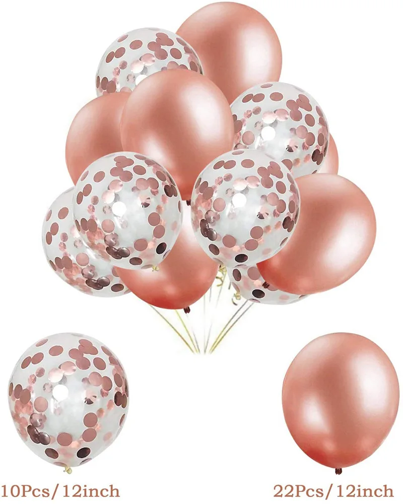 Воздушные шары для женщин 39 шт. розовое золото баннер дня рождения звезды