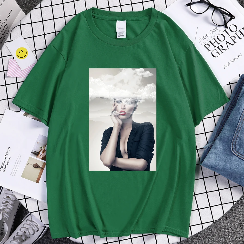 

Модная женская и мужская футболка с принтом в виде облака, уличные футболки большого размера, спортивные футболки с круглым вырезом, стильн...