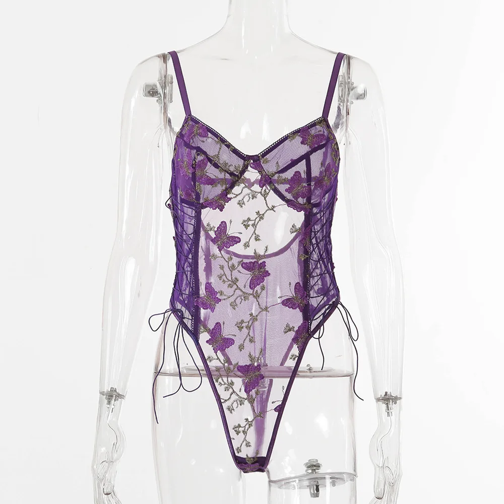 

Oluolin Lace Body Suits Teddy Sexy Hot Erotic Dress Erotic Underwear Deep V Neck Transparent Bodysuit Valentine's Day
