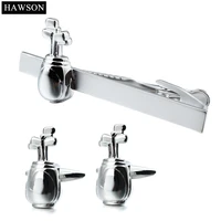 hawson golf bag shape cufflinks and tie clip set for mens shirt silver color french dress button