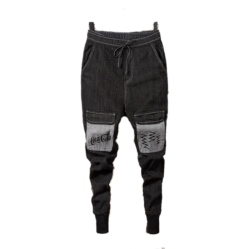 Брюки мужские с несколькими карманами модные джоггеры шаровары однотонные