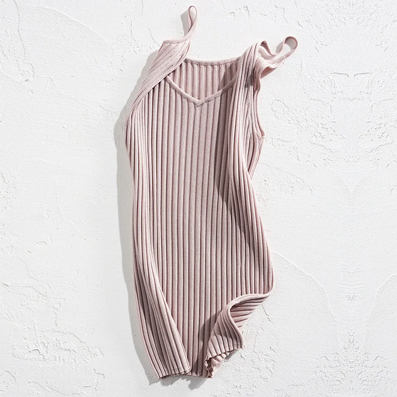 Топ женский трикотажный в рубчик на тонких бретельках|Топы| |