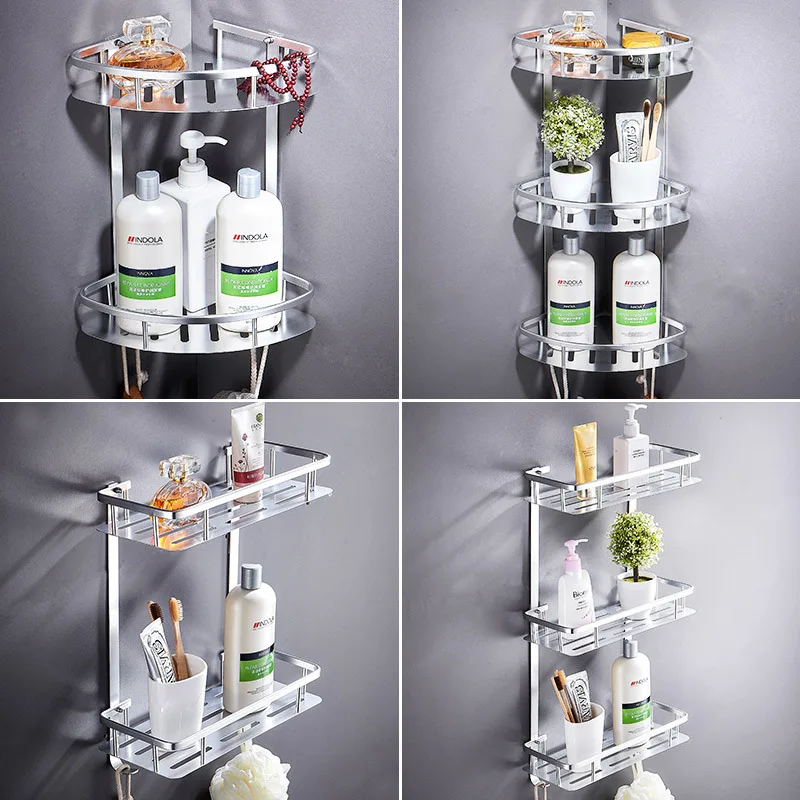 Квадратные угловые полки для ванной комнаты подставка полотенец алюминиевая