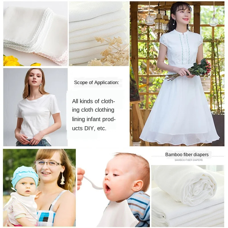 

Width 61'' White Super Soft Cotton Fabric By The Half Yard For Baby Clothes Dresses Material