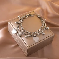 hot sale heart pendant bracelets women 2020 new style chain link bangles bracelets pulseira party jewelry punk
