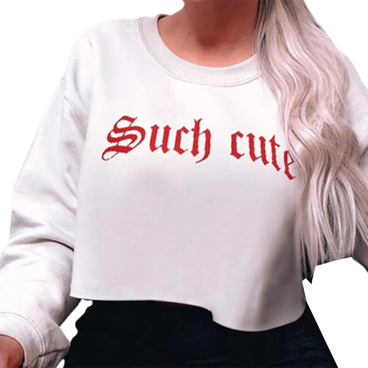 Женский укороченный Топ с длинным рукавом и надписью Модный пуловер круглым