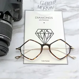 Мужские и женские очки с шестигранной оправой CUBOJUE, ультралегкие модные очки со стразами для оптических линз