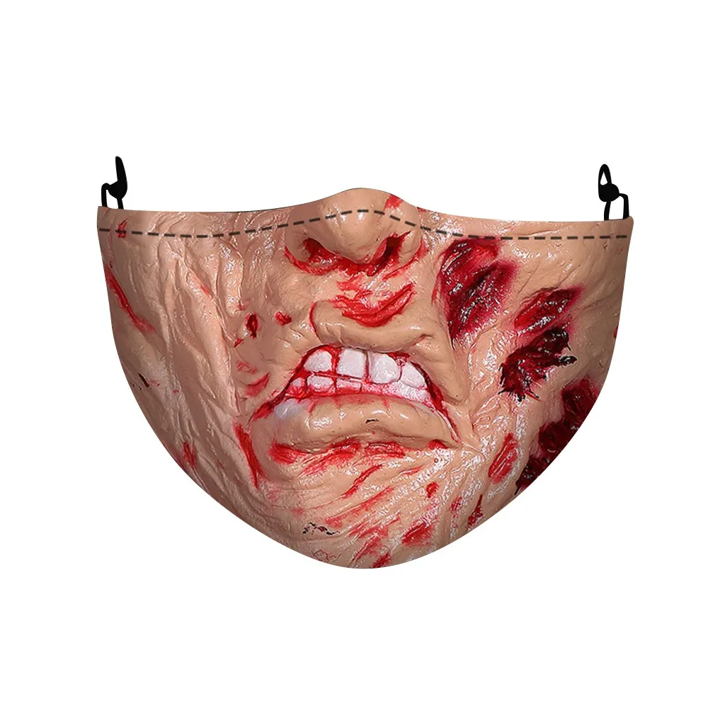 

Halloween Men Women Mask Zombie Printed Spoof Face Mask outdoor Bar Club Party Face Covering Mouth Mask Double-layer Mask Adult