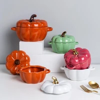 6 58 8inch halloween pumpkin shape baking bowl with lid au gratin dishes kitchen bakeware tray baking pan soup salad bowl